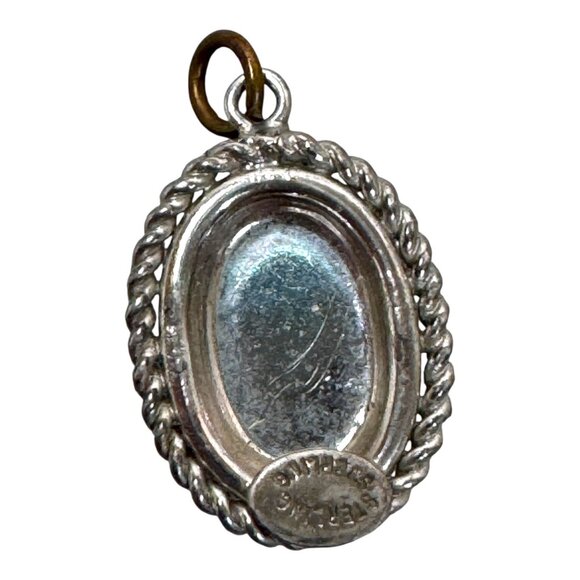 Vtg Verna Sterling Nautical Scrimshaw Sailboat Pendant Silver Rope Edge Maritime - Picture 2 of 5